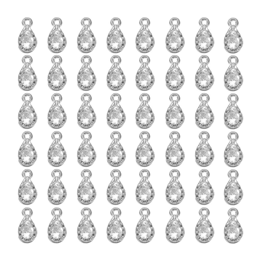 6340 Jewelry Making Charm, 100 Pack Diamond Raindrop Pendants Bling Crystal